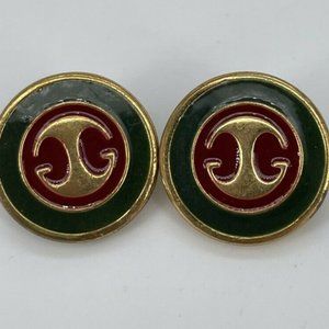Gucci set of 2 Vintage Red Green Buttons 1/2 In
